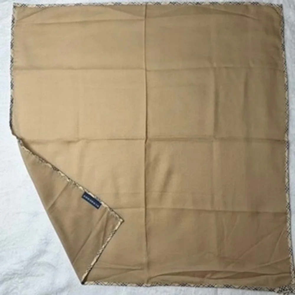 Vtg BURBERRY Scarf Handkerchief Nova Check Border Tan 19.5